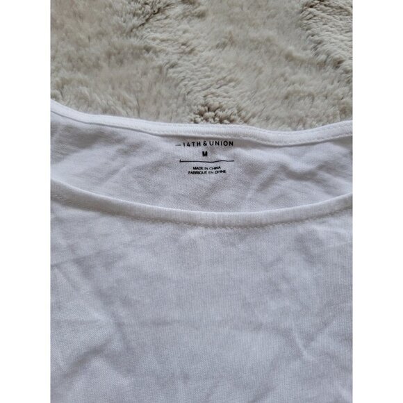 14th Union Light White Flutter Banded Sleeve Crew Neck Tshirt NWT Sz M - Picture 9 of 12